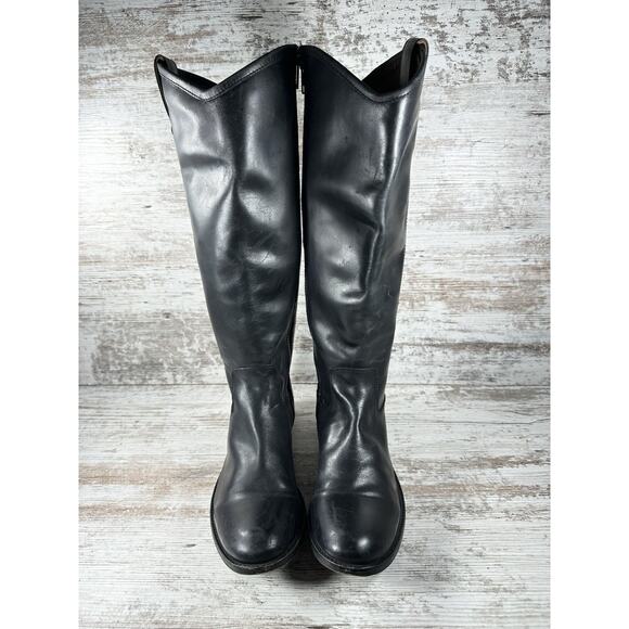 Womens' FRYE Melissa Black Leather Button Inside Zip Tall Riding Boots Sz 9B - Picture 4 of 13